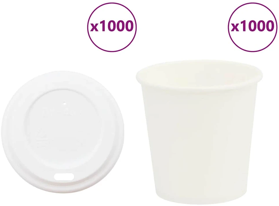 popieriniai kavos puodeliai su dangteliais 1000 vnt 4oz 100ml