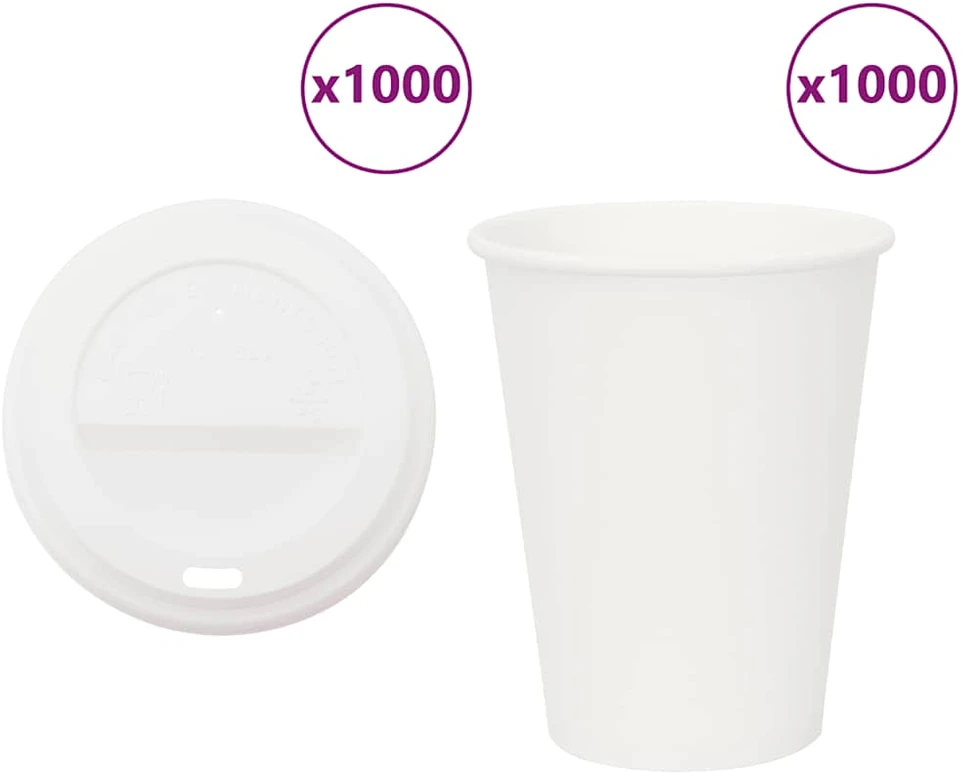 popieriniai kavos puodeliai su dangteliais 1000 vnt 12oz 300ml