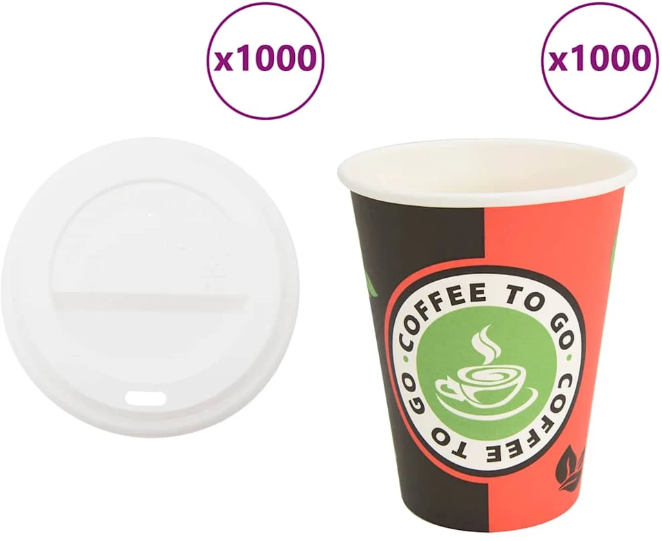 popieriniai kavos puodeliai su dangteliais 1000 vnt 4oz 100ml