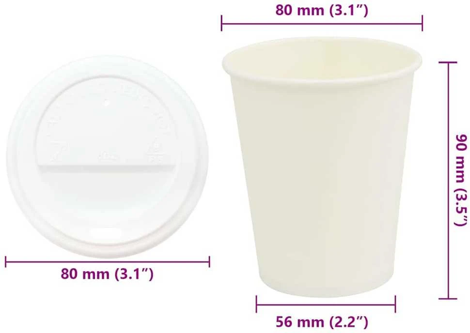 popieriniai kavos puodeliai su dangteliais 1000 vnt 8oz 200ml