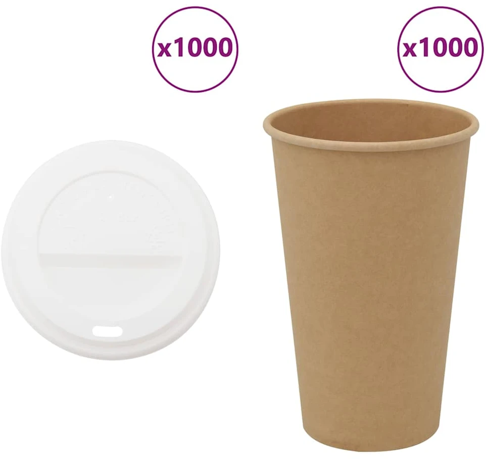 popieriniai kavos puodeliai su dangteliais 1000 vnt 16oz 400 ml
