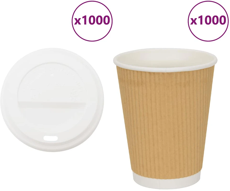 popieriniai kavos puodeliai su dangteliais 1000 vnt 16oz 400 ml