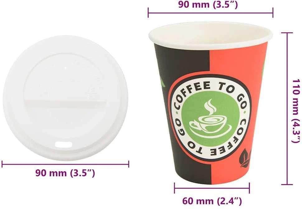 popieriniai kavos puodeliai su dangteliais 1000 vnt 4oz 100ml