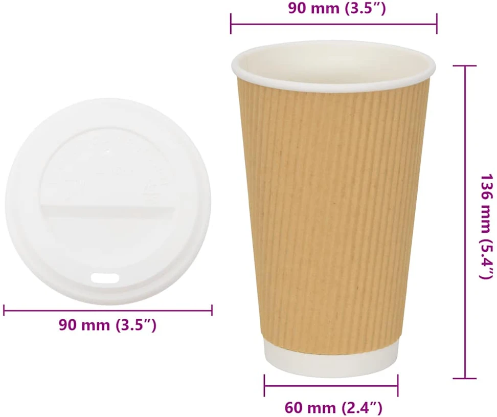 popieriniai kavos puodeliai su dangteliais 1000 vnt 16oz 400 ml