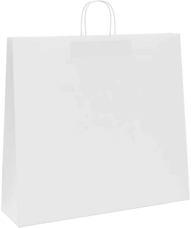 Popieriniai maišeliai 250vnt. su rankenomis, baltas, 54x15x49cm