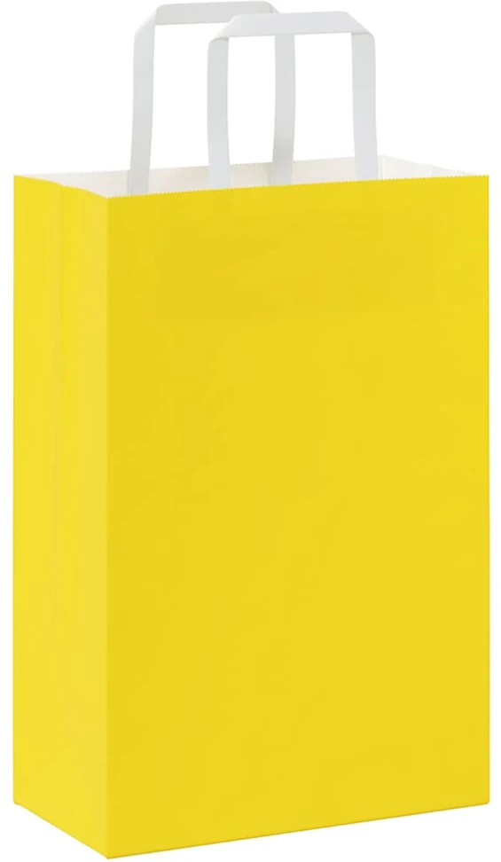 Popieriniai maišeliai 250vnt. su rankenomis geltonos 21x11x31cm