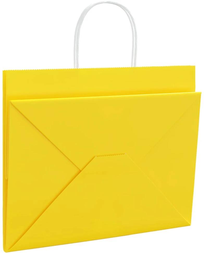 Popieriniai maišeliai 250vnt. su rankenomis geltonos 32x22x24cm