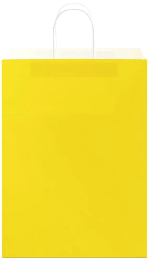 Popieriniai maišeliai 250vnt. su rankenomis geltonos 32x17x44cm