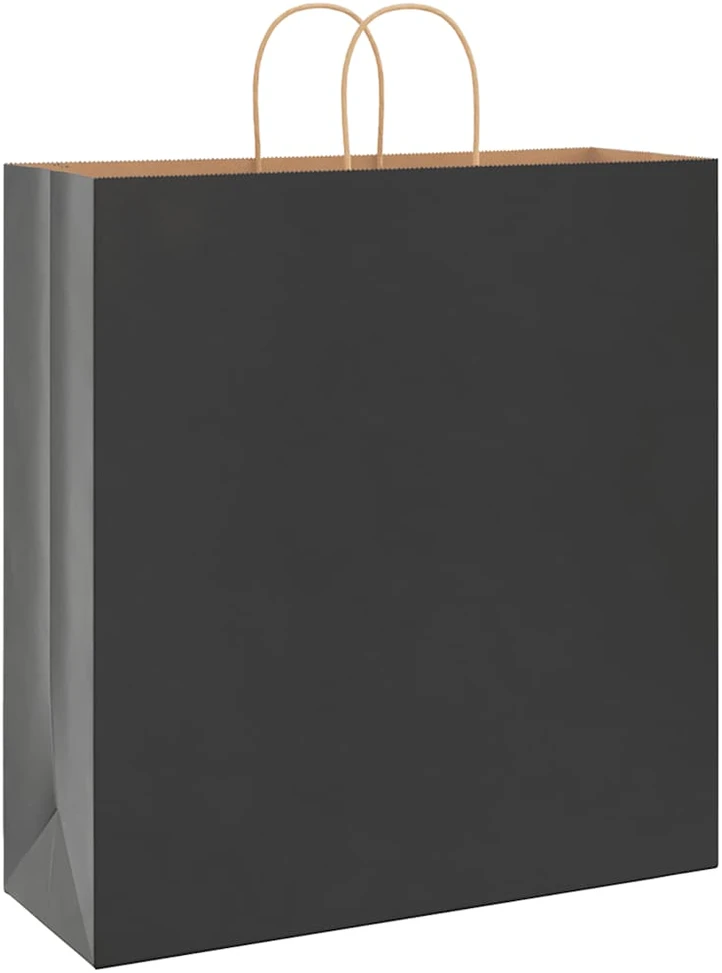 Popieriniai maišeliai 250vnt. su rankenomis, juodas, 45x17x48cm