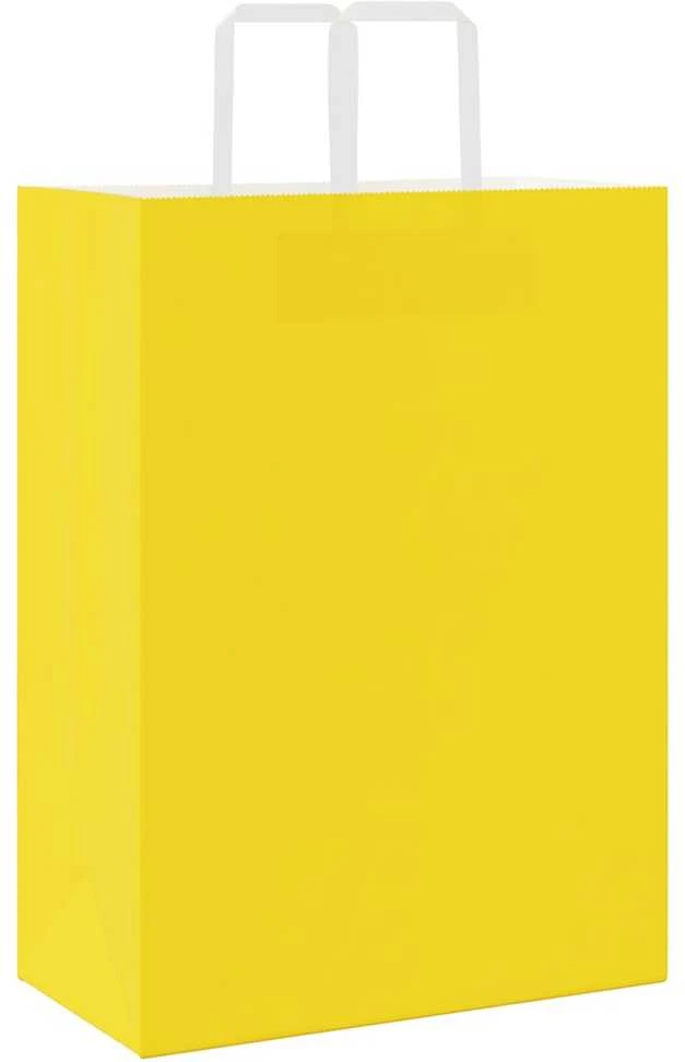 Popieriniai maišeliai 250vnt. su rankenomis geltonos 32x17x44cm
