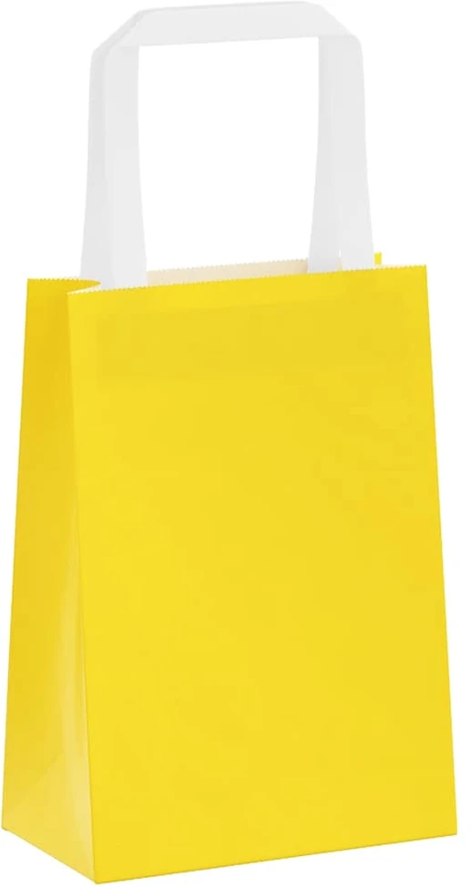 Popieriniai maišeliai 250vnt. su rankenomis geltonos 15x8x21 cm