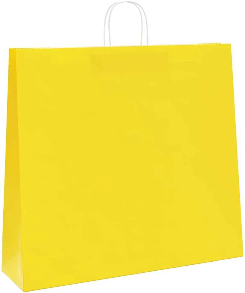Popieriniai maišeliai 250vnt. su rankenomis geltonos 54x15x49cm