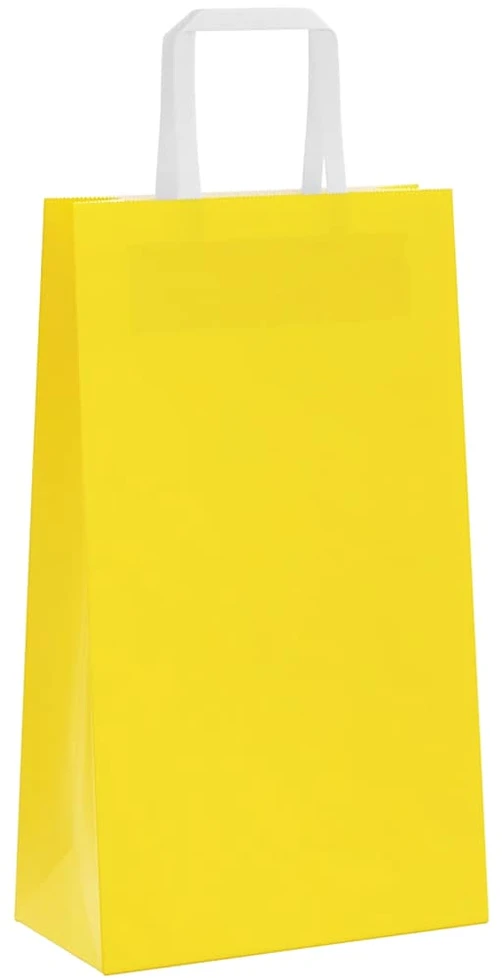 Popieriniai maišeliai 250vnt. su rankenomis geltonos 21x11x36cm