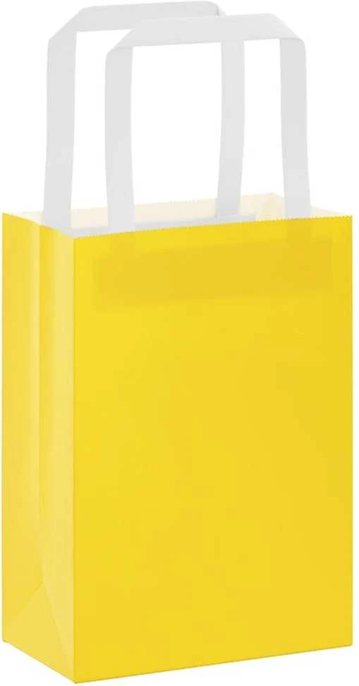 Popieriniai maišeliai 250vnt. su rankenomis geltonos 15x8x21 cm