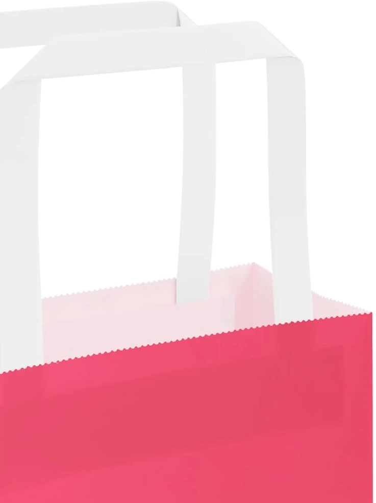 Popieriniai maišeliai 250vnt. su rankenomis, rožinis 26x17x25cm