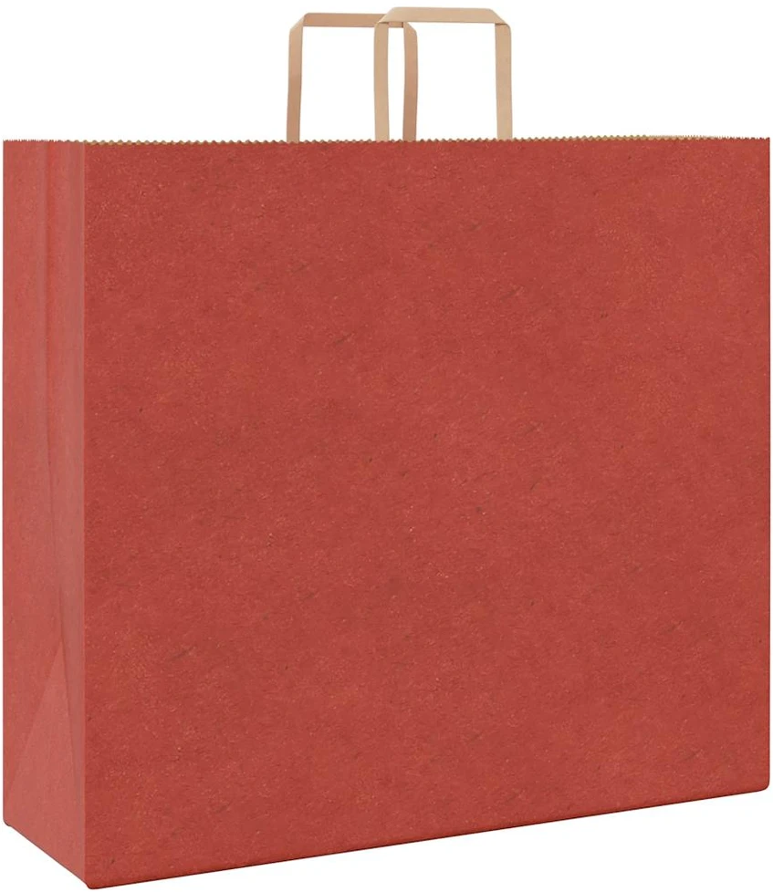 Popieriniai maišeliai 250vnt. su rankenomis raudonos 54x15x49cm