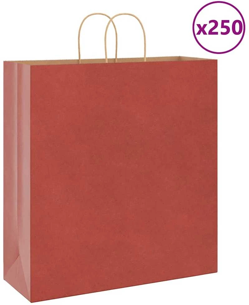 Popieriniai maišeliai 250vnt. su rankenomis raudonos 45x17x48cm