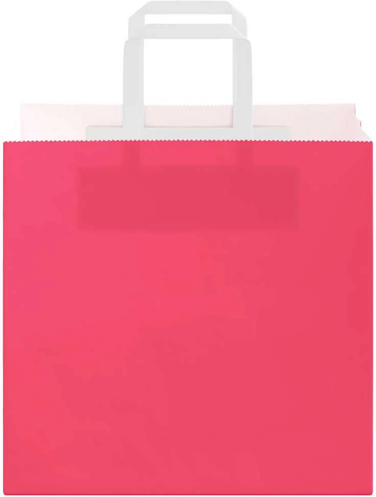 Popieriniai maišeliai 250vnt. su rankenomis, rožinis 26x17x25cm