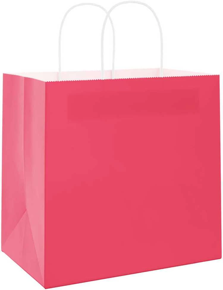 Popieriniai maišeliai 250vnt. su rankenomis, rožinis 54x15x49cm