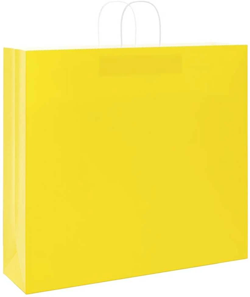 Popieriniai maišeliai 250vnt. su rankenomis geltonos 54x15x49cm