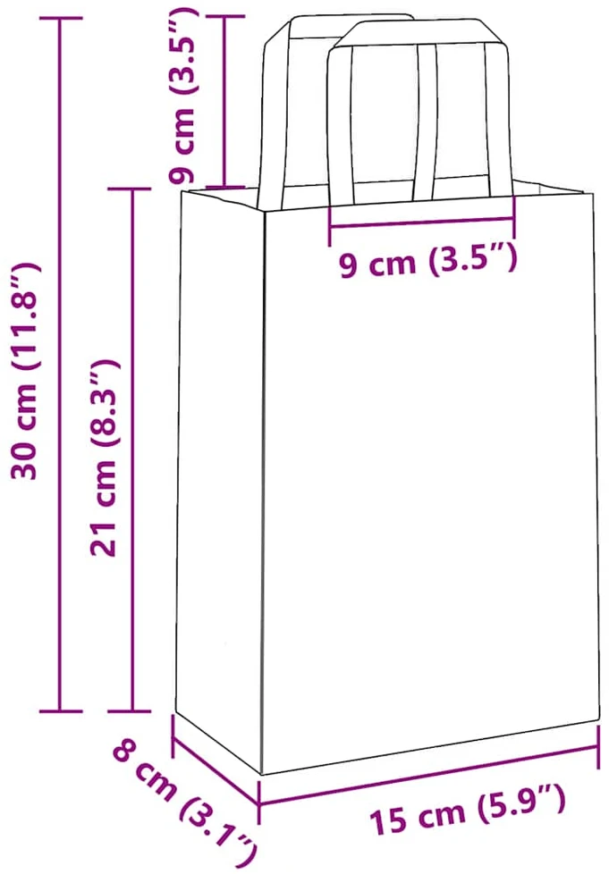 Popieriniai maišeliai 250vnt. su rankenomis geltonos 15x8x21 cm