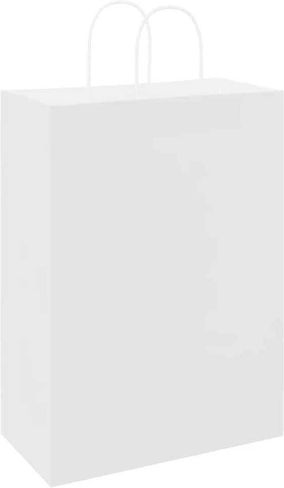 Popieriniai maišeliai 250vnt. su rankenomis, baltas, 32x17x44cm