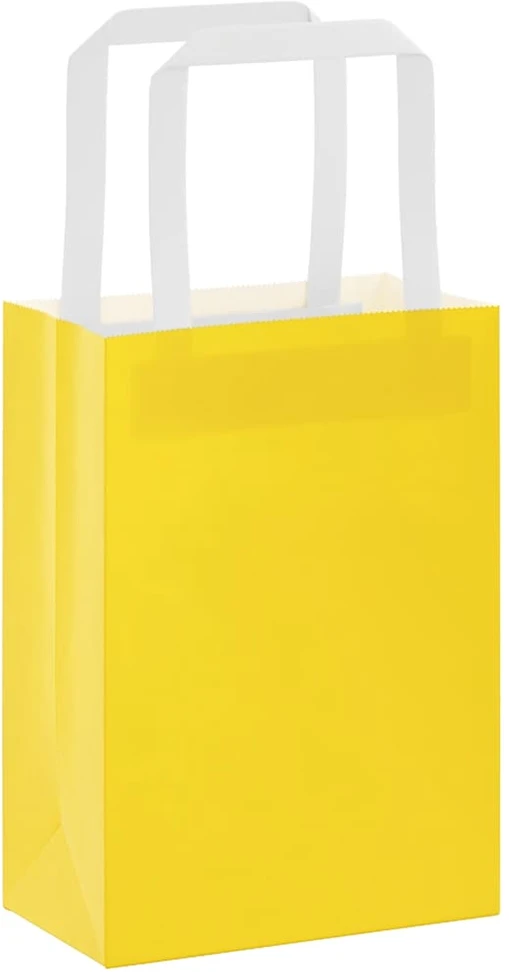 Popieriniai maišeliai 250vnt. su rankenomis geltonos 15x8x21 cm
