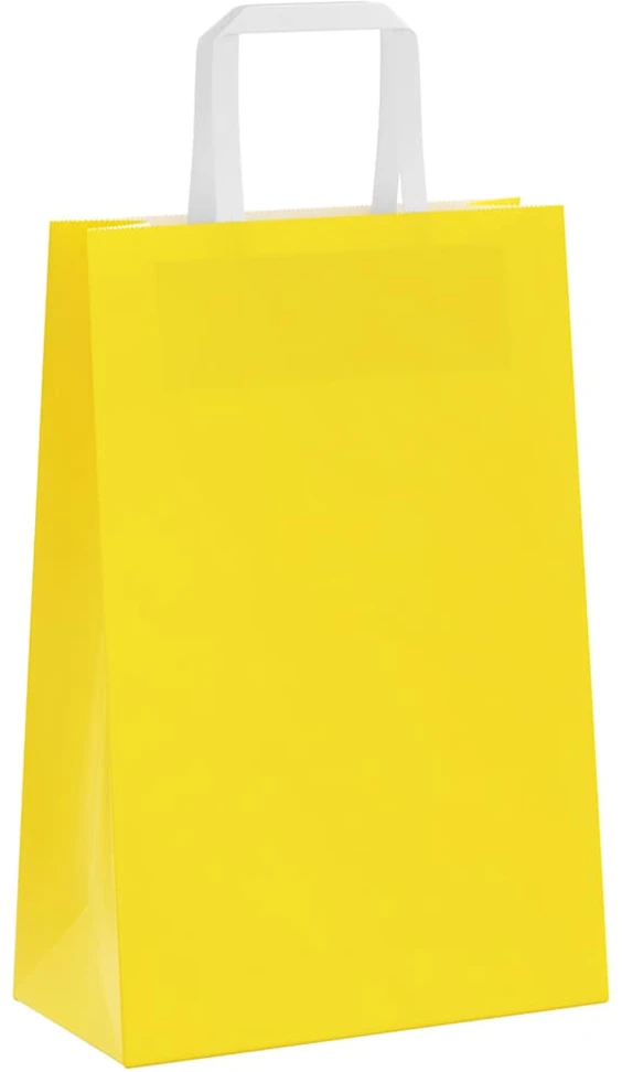Popieriniai maišeliai 250vnt. su rankenomis geltonos 21x11x31cm