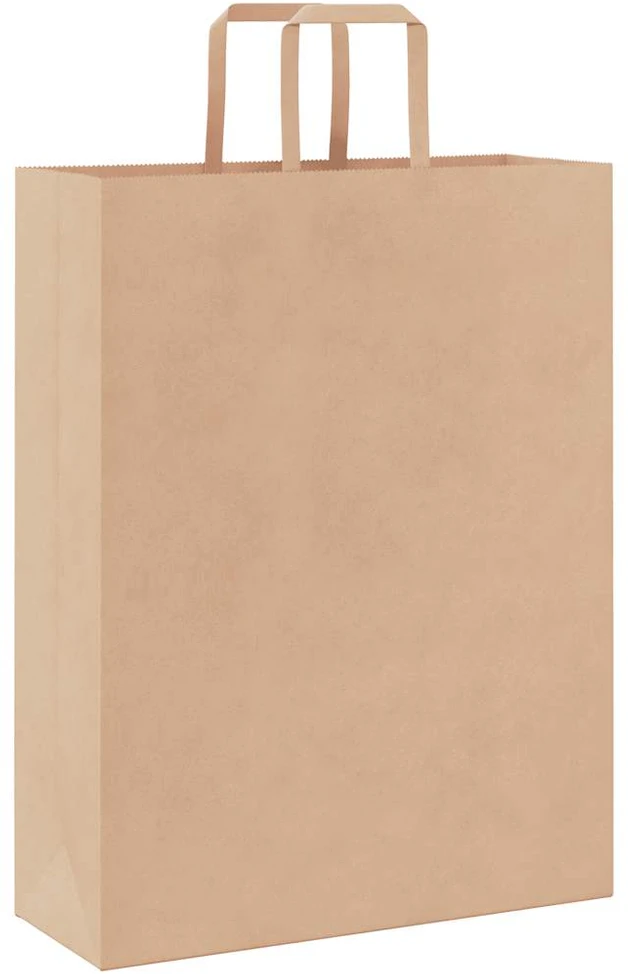 Popieriniai maišeliai 250vnt., su rankenomis, rudos, 32x12x42cm