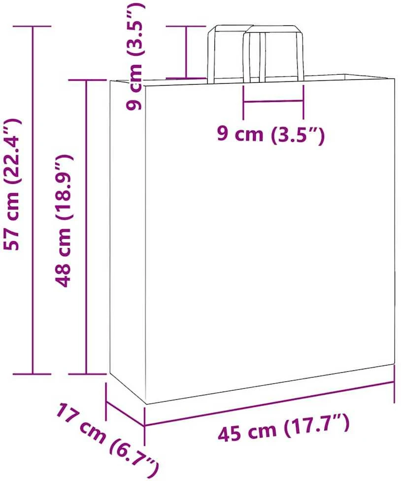 Popieriniai maišeliai 250vnt. su rankenomis, rožinis 45x17x48cm