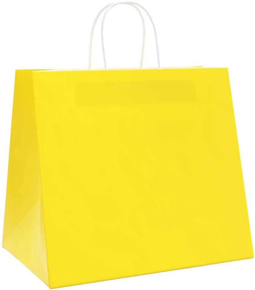 Popieriniai maišeliai 250vnt. su rankenomis geltonos 32x22x28cm
