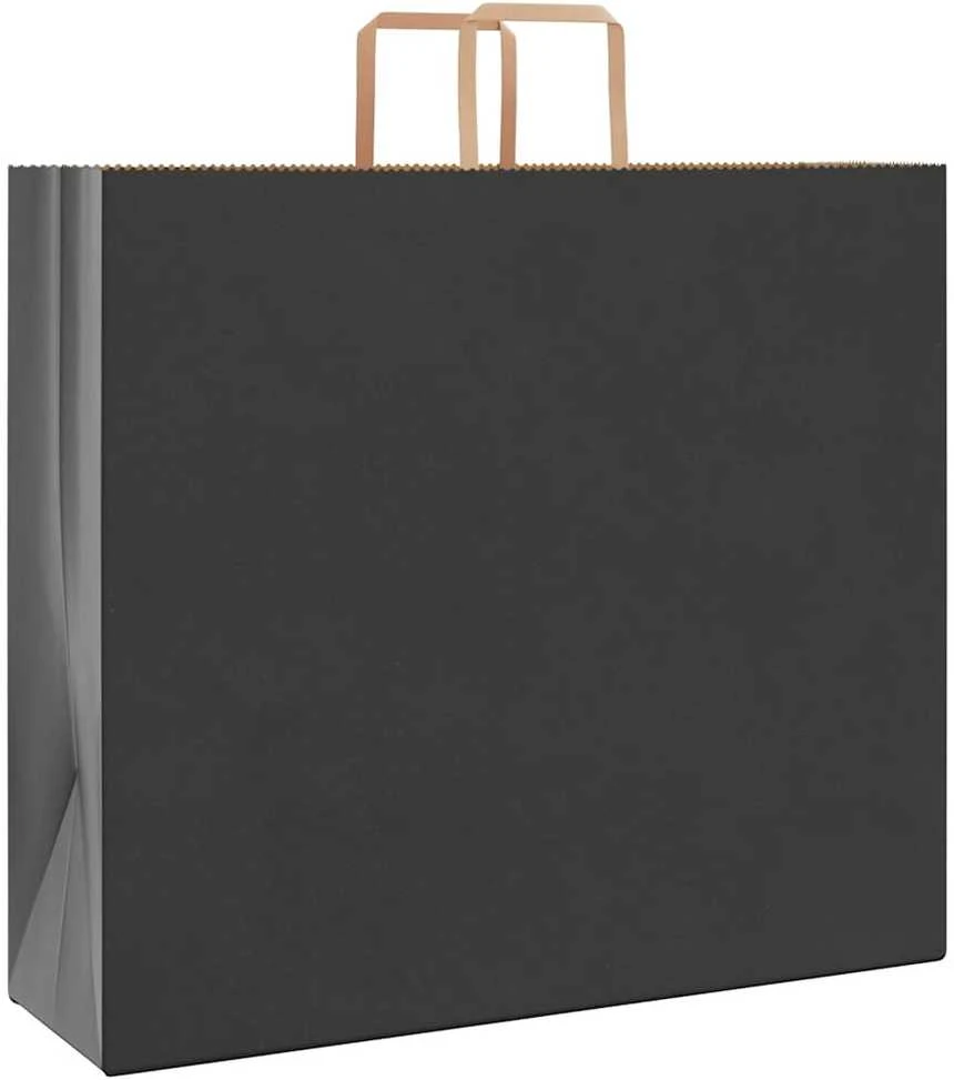 Popieriniai maišeliai 250vnt. su rankenomis, juodas, 54x15x49cm