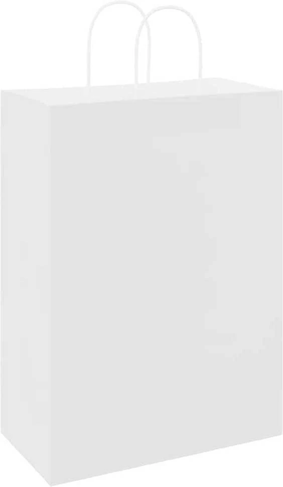 Popieriniai maišeliai 250vnt. su rankenomis, baltas, 32x17x44cm