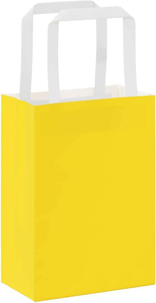 Popieriniai maišeliai 250vnt. su rankenomis geltonos 15x8x21 cm