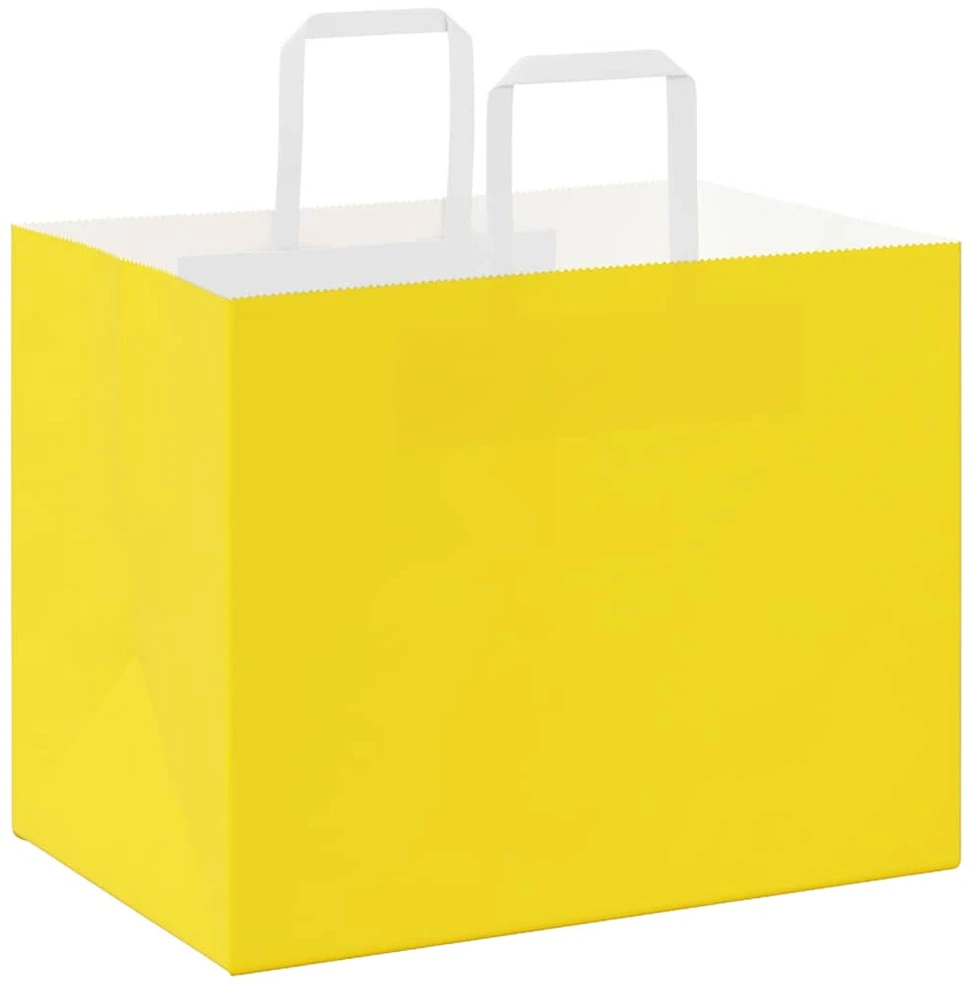 Popieriniai maišeliai 250vnt. su rankenomis geltonos 32x22x24cm