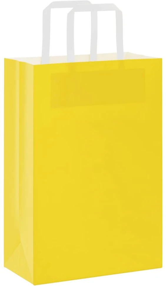 Popieriniai maišeliai 250vnt. su rankenomis geltonos 21x11x31cm