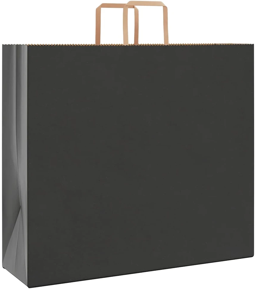 Popieriniai maišeliai 250vnt. su rankenomis, juodas, 54x15x49cm