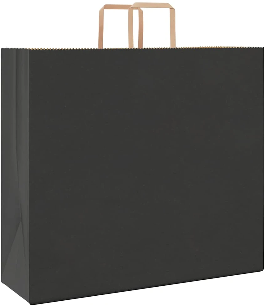 Popieriniai maišeliai 250vnt. su rankenomis, juodas, 54x15x49cm