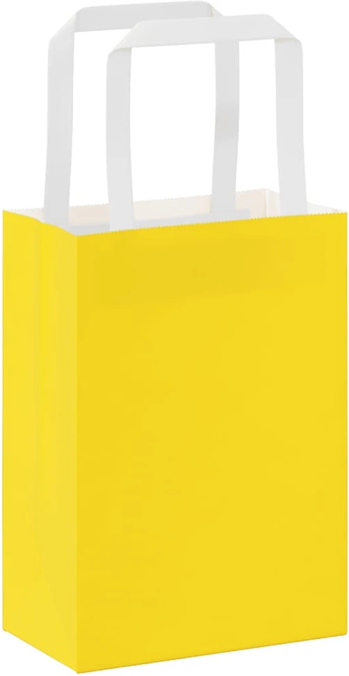 Popieriniai maišeliai 250vnt. su rankenomis geltonos 15x8x21 cm