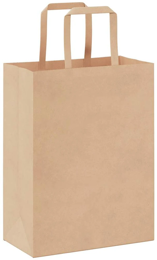 Popieriniai maišeliai 250vnt., su rankenomis, rudos, 21x11x28cm