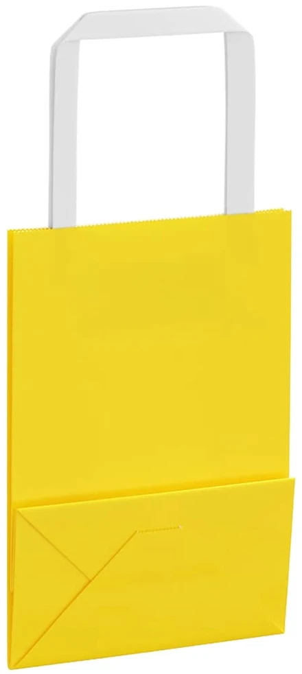 Popieriniai maišeliai 250vnt. su rankenomis geltonos 15x8x21 cm