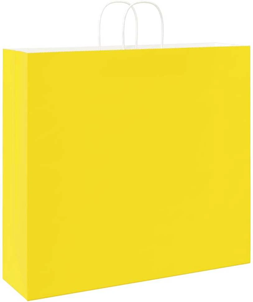 Popieriniai maišeliai 250vnt. su rankenomis geltonos 54x15x49cm