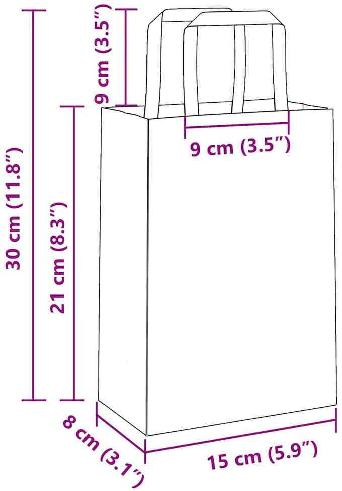 Popieriniai maišeliai 250vnt. su rankenomis geltonos 15x8x21 cm