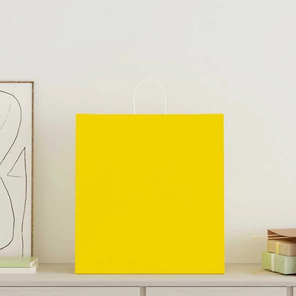 Popieriniai maišeliai 250vnt. su rankenomis geltonos 45x17x48cm