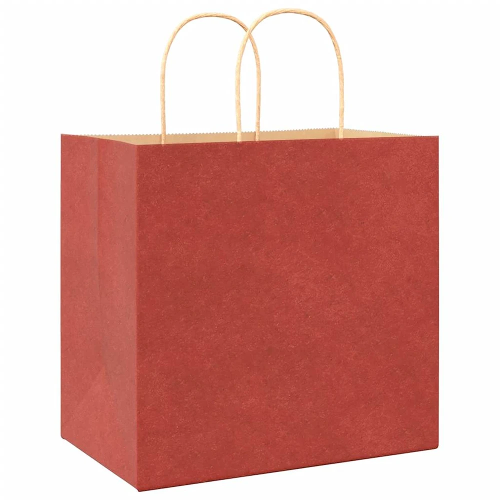 Popieriniai maišeliai 250vnt. su rankenomis raudonos 26x17x25cm