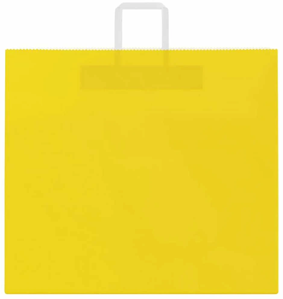 Popieriniai maišeliai 250vnt. su rankenomis geltonos 54x15x49cm