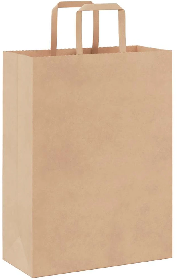 Popieriniai maišeliai 250vnt., su rankenomis, rudos, 26x12x35cm
