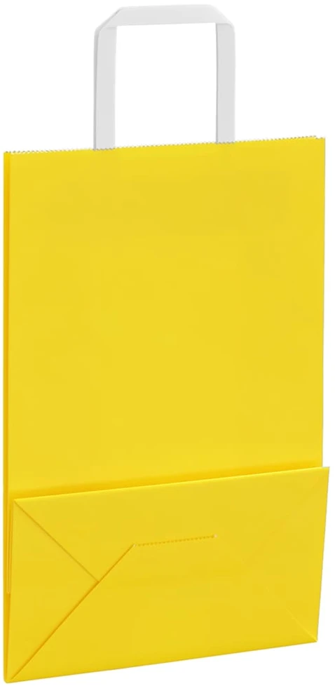 Popieriniai maišeliai 250vnt. su rankenomis geltonos 21x11x31cm