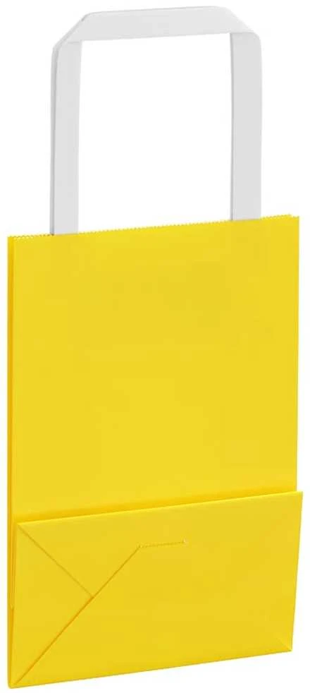 Popieriniai maišeliai 250vnt. su rankenomis geltonos 15x8x21 cm