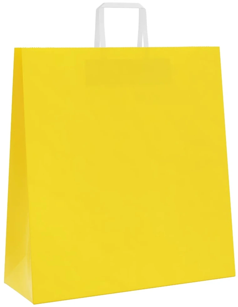 Popieriniai maišeliai 250vnt. su rankenomis geltonos 45x17x48cm